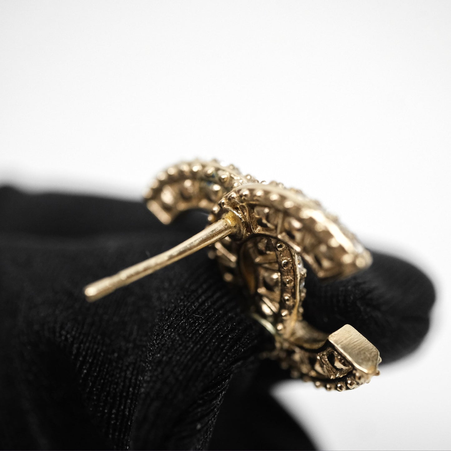 Chanel CC Crystal Earrings Gold Tone 24V