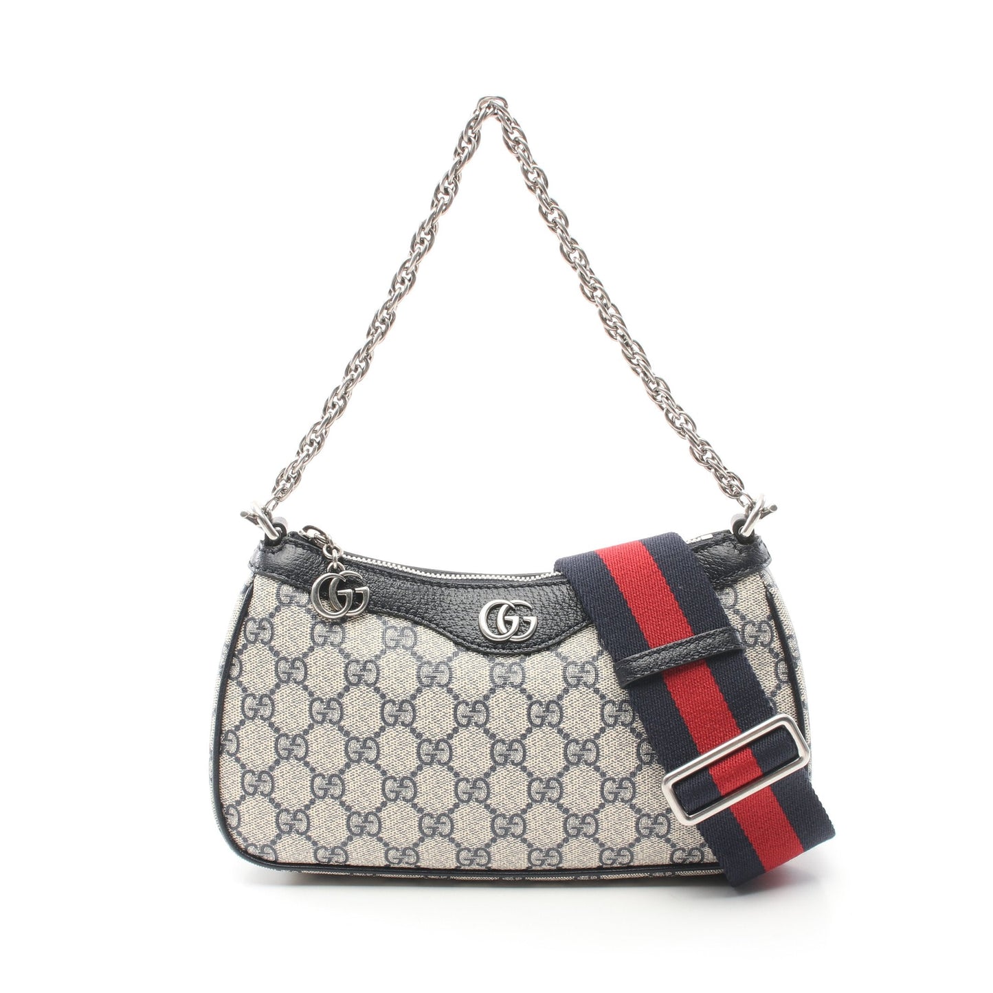 Luxury Gucci Trending 2025 Ophidia Small GG Supreme Handbag Chain handbag PVC Leather Beige Navy 2WAY