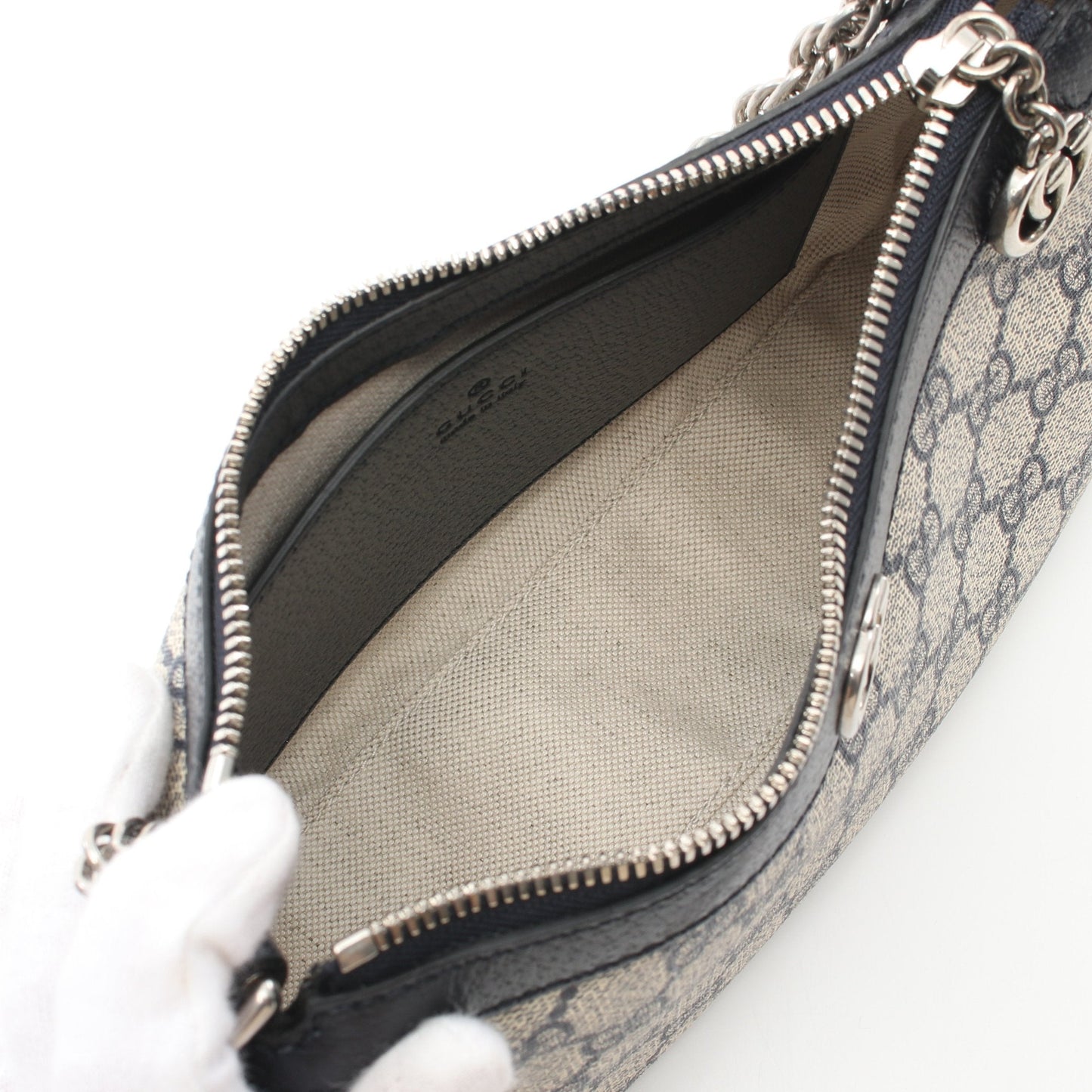 Luxury Gucci Trending 2025 Ophidia Small GG Supreme Handbag Chain handbag PVC Leather Beige Navy 2WAY