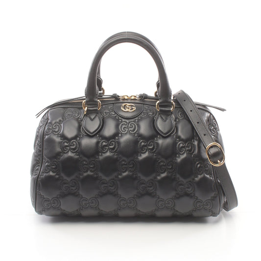 Luxury Gucci Trending 2025 GG Matelasse Handbag Mini boston bag Leather Black 2WAY