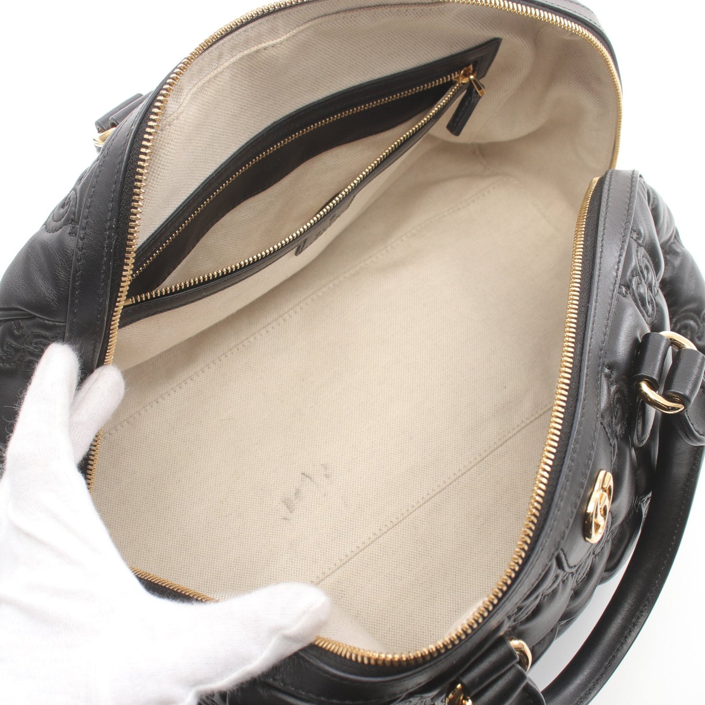 Luxury Gucci Trending 2025 GG Matelasse Handbag Mini boston bag Leather Black 2WAY