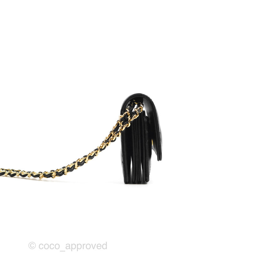Chanel Flap Card Holder with Cuff Black Lambskin Gold Hardware