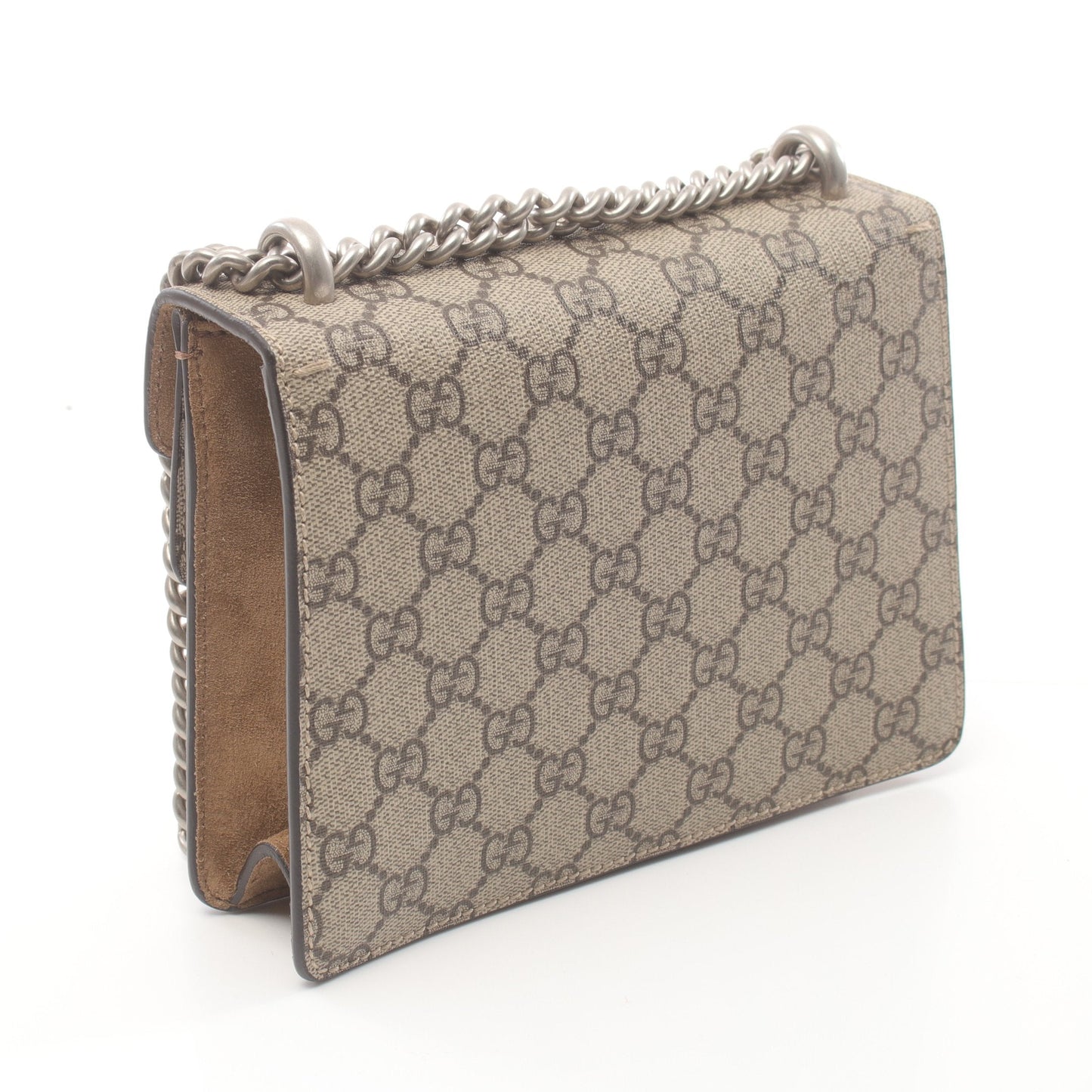 Luxury Gucci Trending 2025 Dionysus GG Supreme W chain shoulder bag PVC Suede Beige Light brown