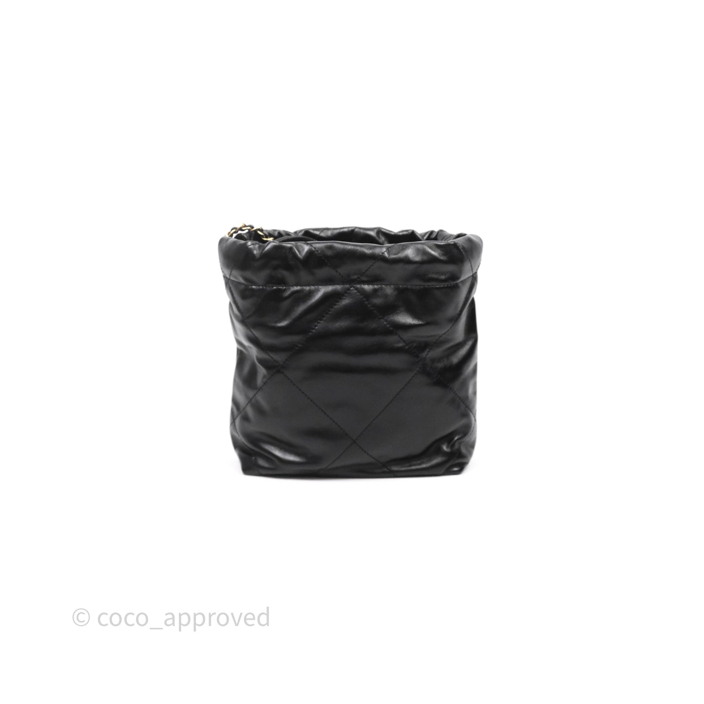 Chanel 22 Mini Bag Black Crumpled Calfskin Aged Gold Hardware
