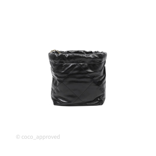 Chanel 22 Mini Bag Black Crumpled Calfskin Aged Gold Hardware