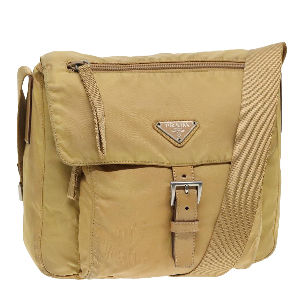 Luxury Prada Shoulder Bag Nylon Yellow Silver  92976