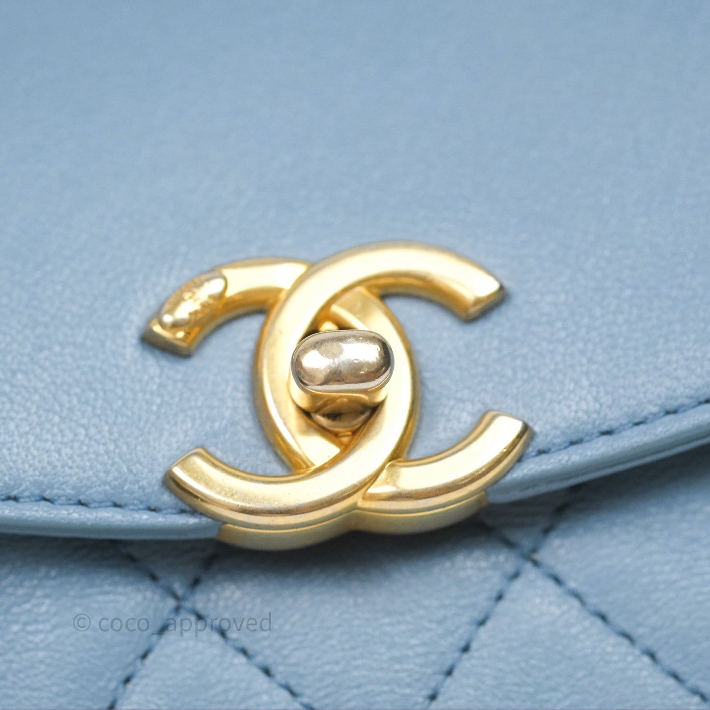 Chanel Curved Flap Bag Blue Lambskin Aged Gold Hardware