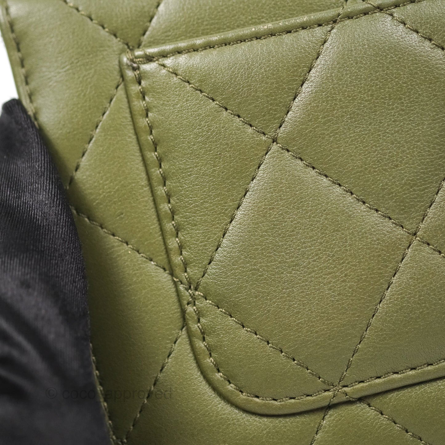 Chanel Small Coco Lady Quilted Flap Bag With Top Handle Olive Green Calfskin Gold Hardware