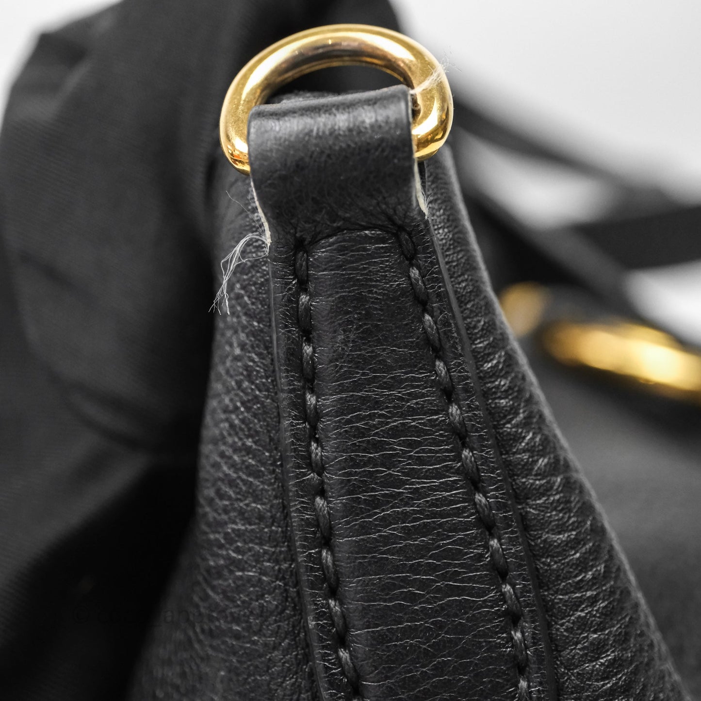 Miu Miu Vitello Tote Bag Black Gold Hardware