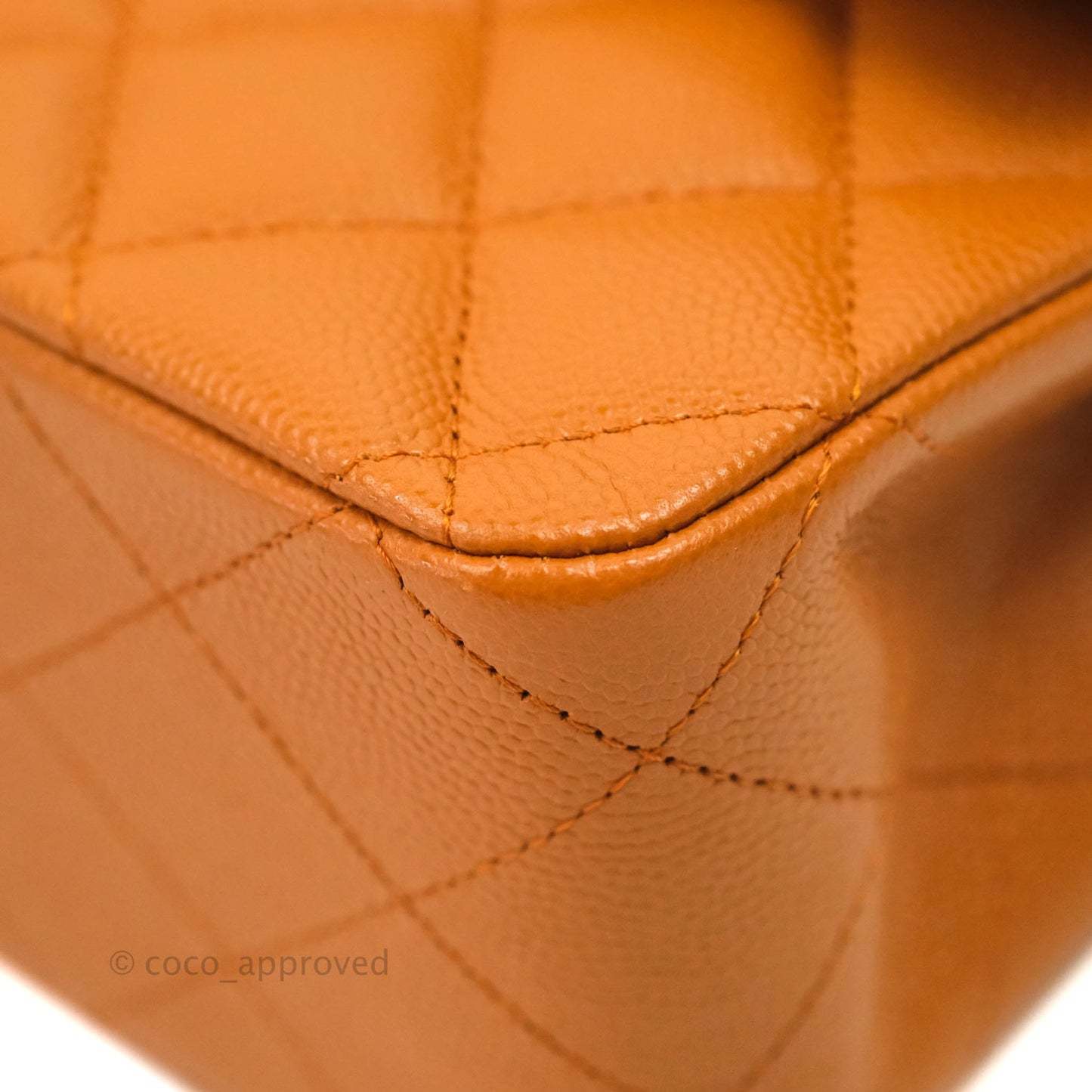 Chanel Classic M/L Medium Double Flap Caramel Caviar Gold Hardware 21A