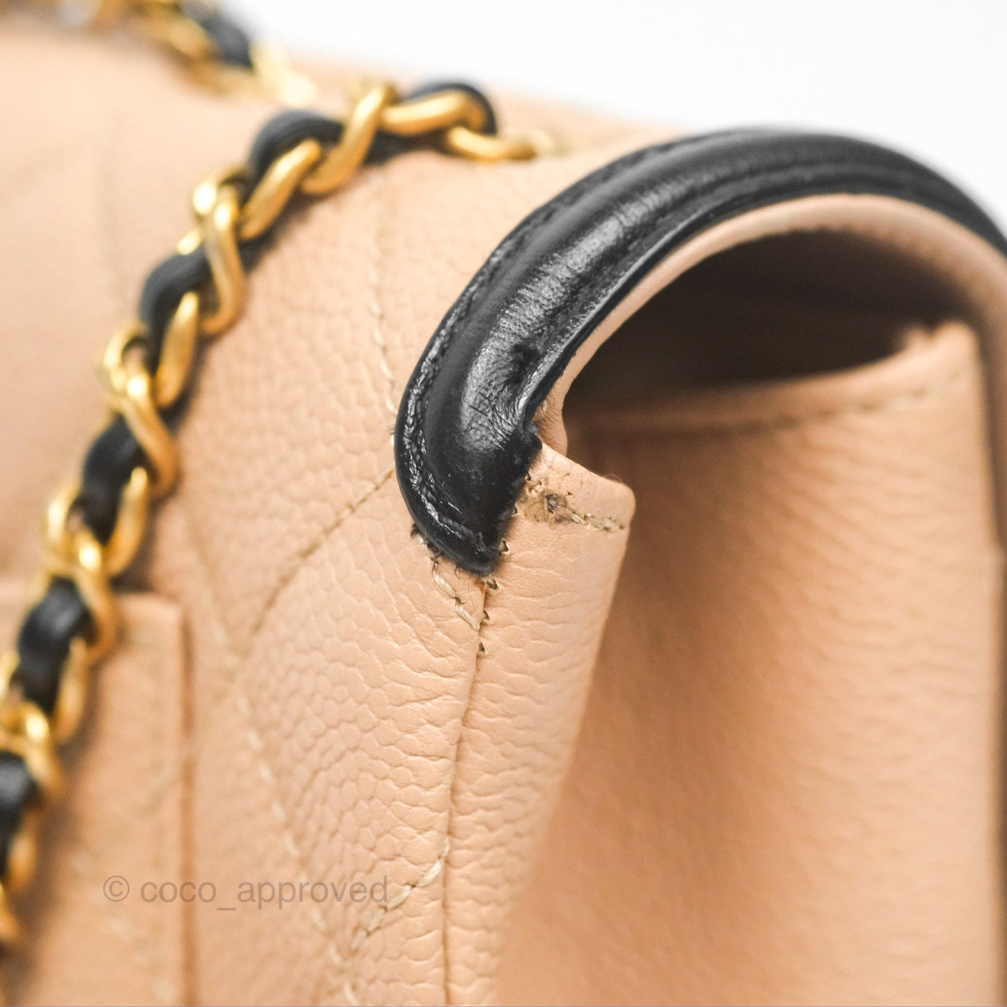 Chanel Small CC Filigree Flap Quilted Beige Black Caviar