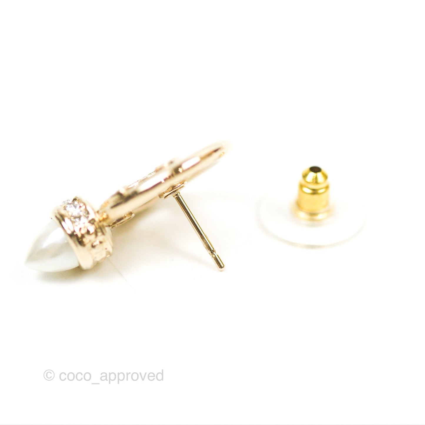 Chanel CC Crystal Pearl Earrings Gold Tone 22C