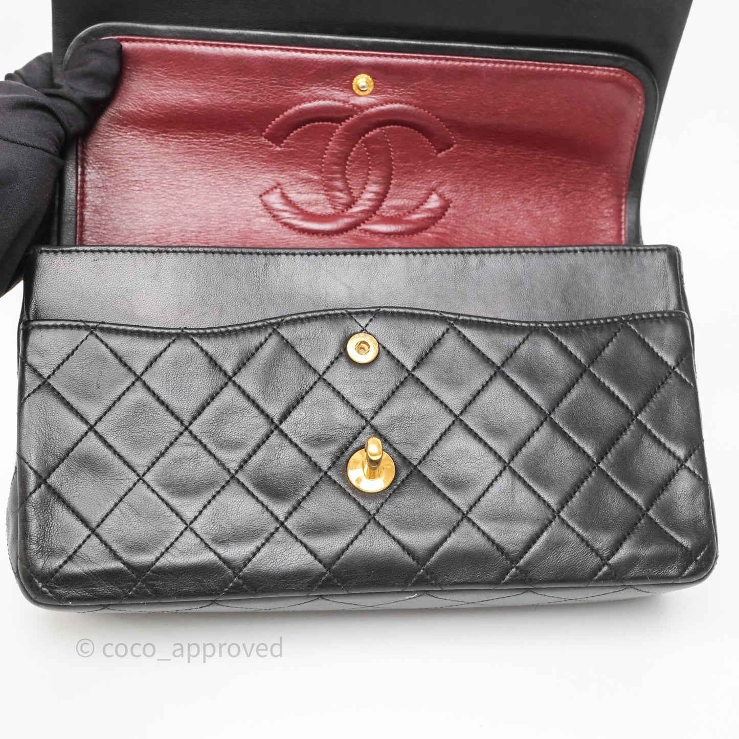 Chanel Vintage Medium Classic Flap Black Lambskin 24K Gold Hardware