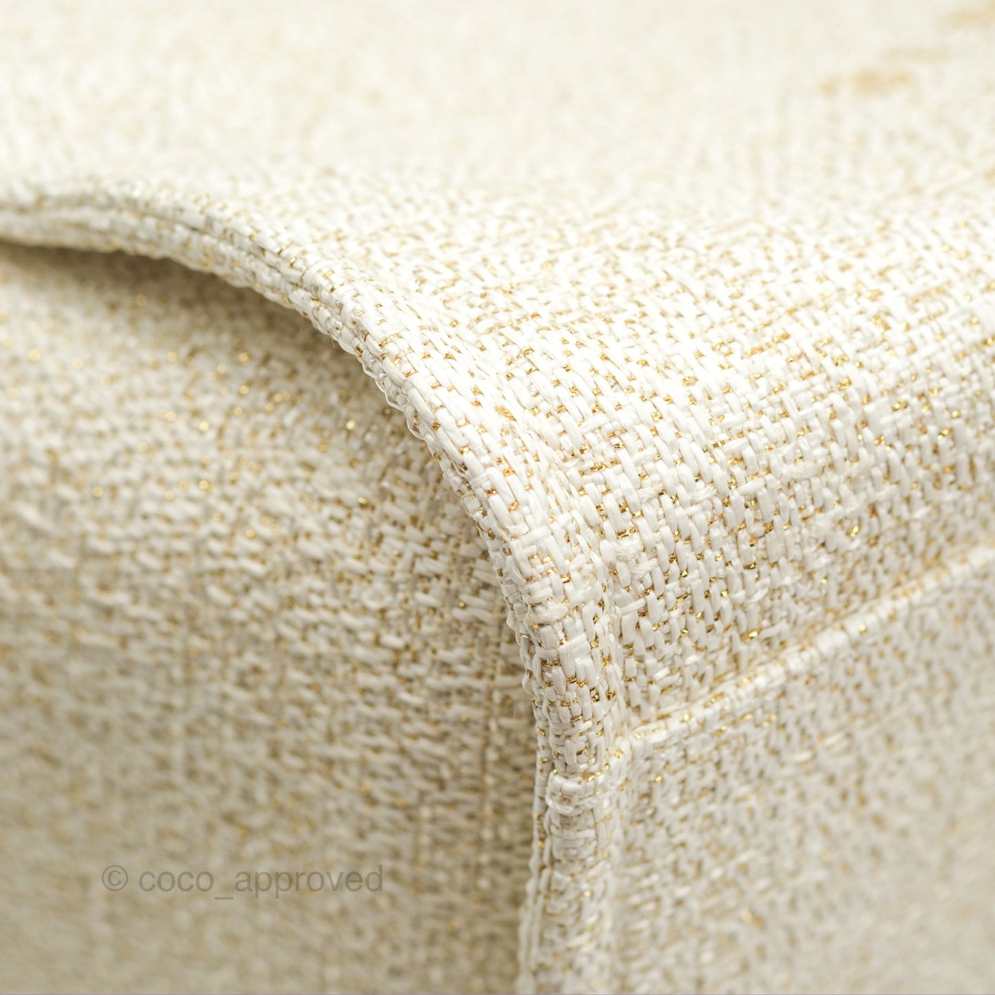 Chanel Large Deauville Ivory/Gold Canvas Gold Hardware