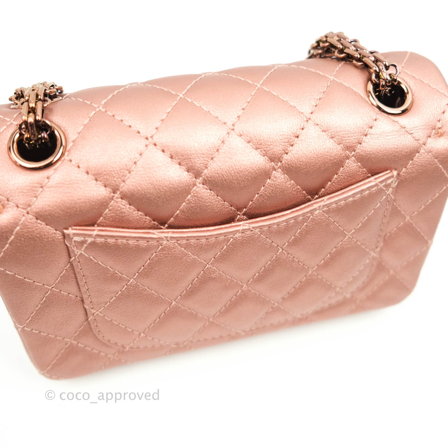 Chanel Mini Reissue 224 Metallic Calfskin Rose Gold