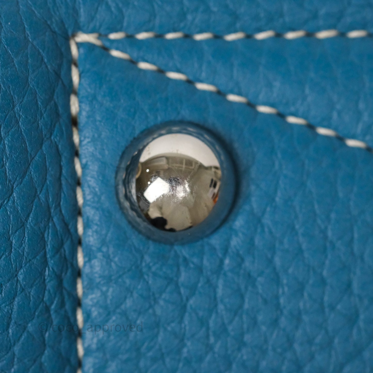 Hermes Victoria II 35 Bag Blue Jean 75 Clemence Palladium Hardware