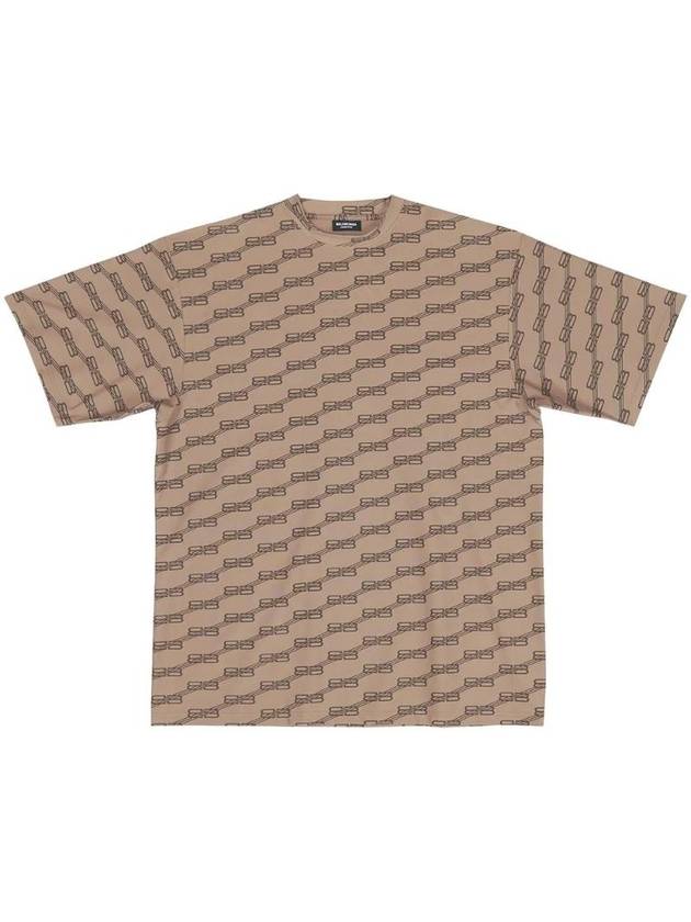 Luxury Balenciaga Print Short Sleeve T-Shirt Beige