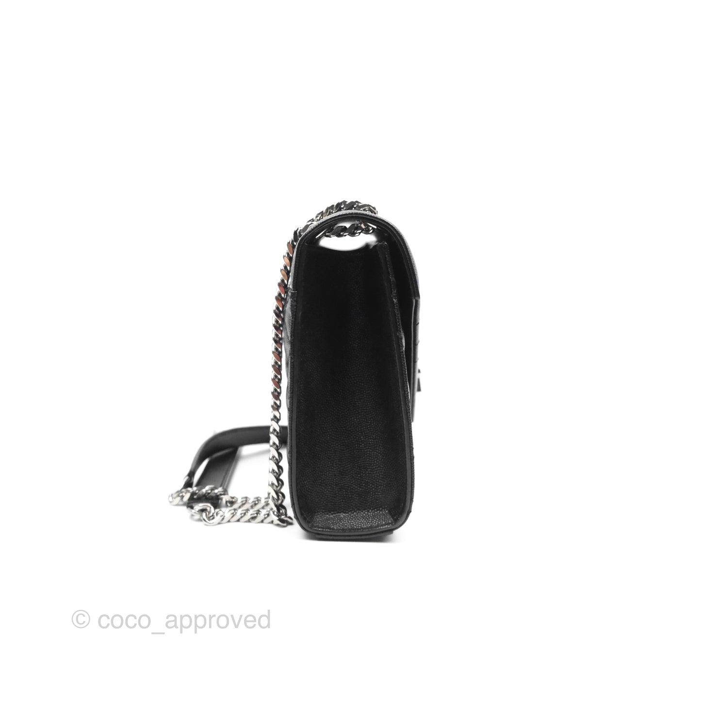 Saint Laurent Medium Envelope Black Caviar Silver Hardware