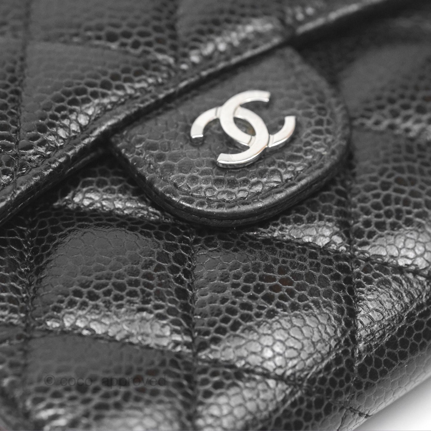 Chanel Classic Short Flap Wallet Black Caviar Silver Hardware