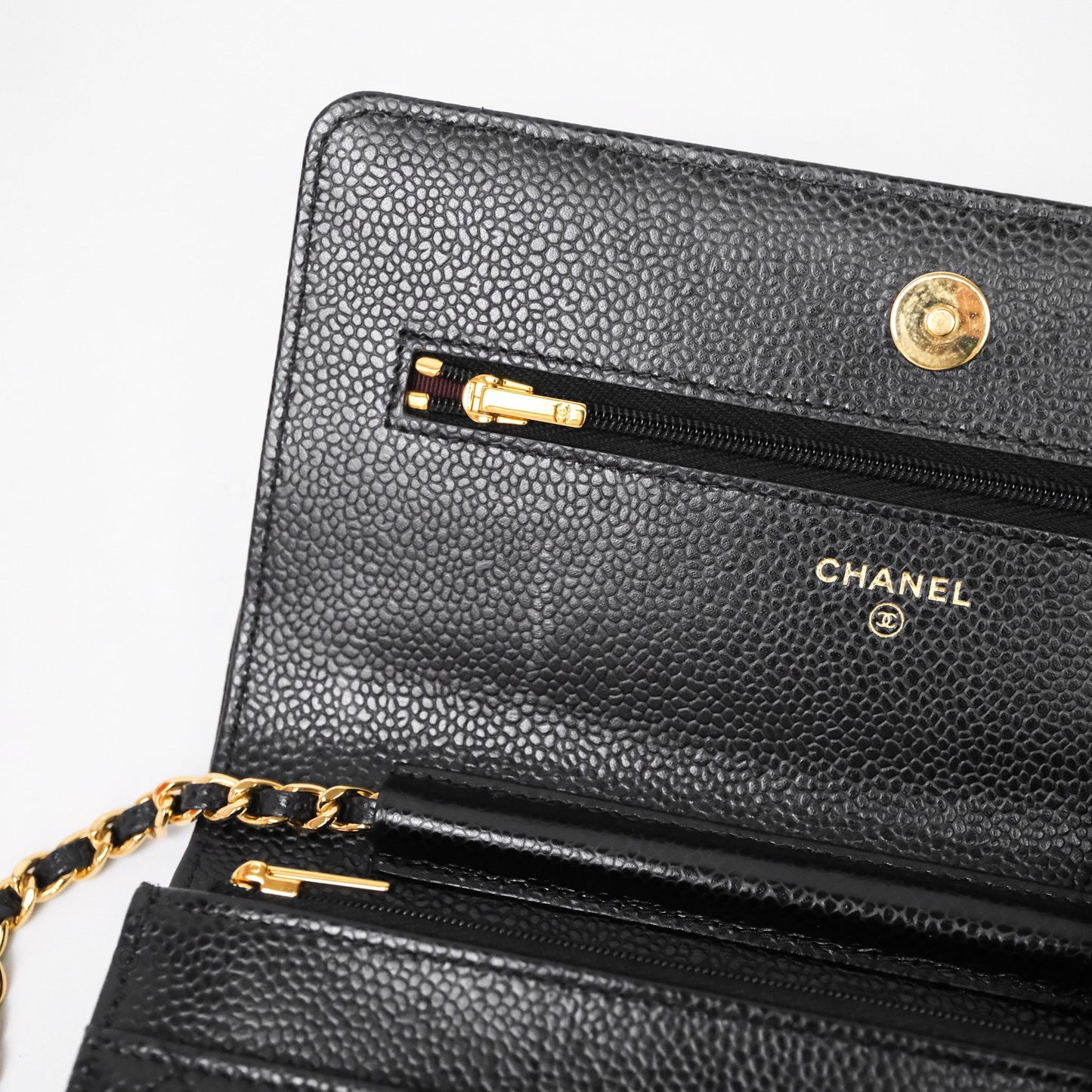 Chanel Quilted WOC Black Caviar Gold Hardware