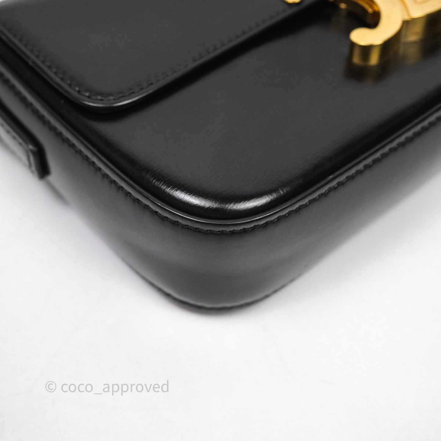 Celine Triomphe Shoulder Bag Black Calfskin