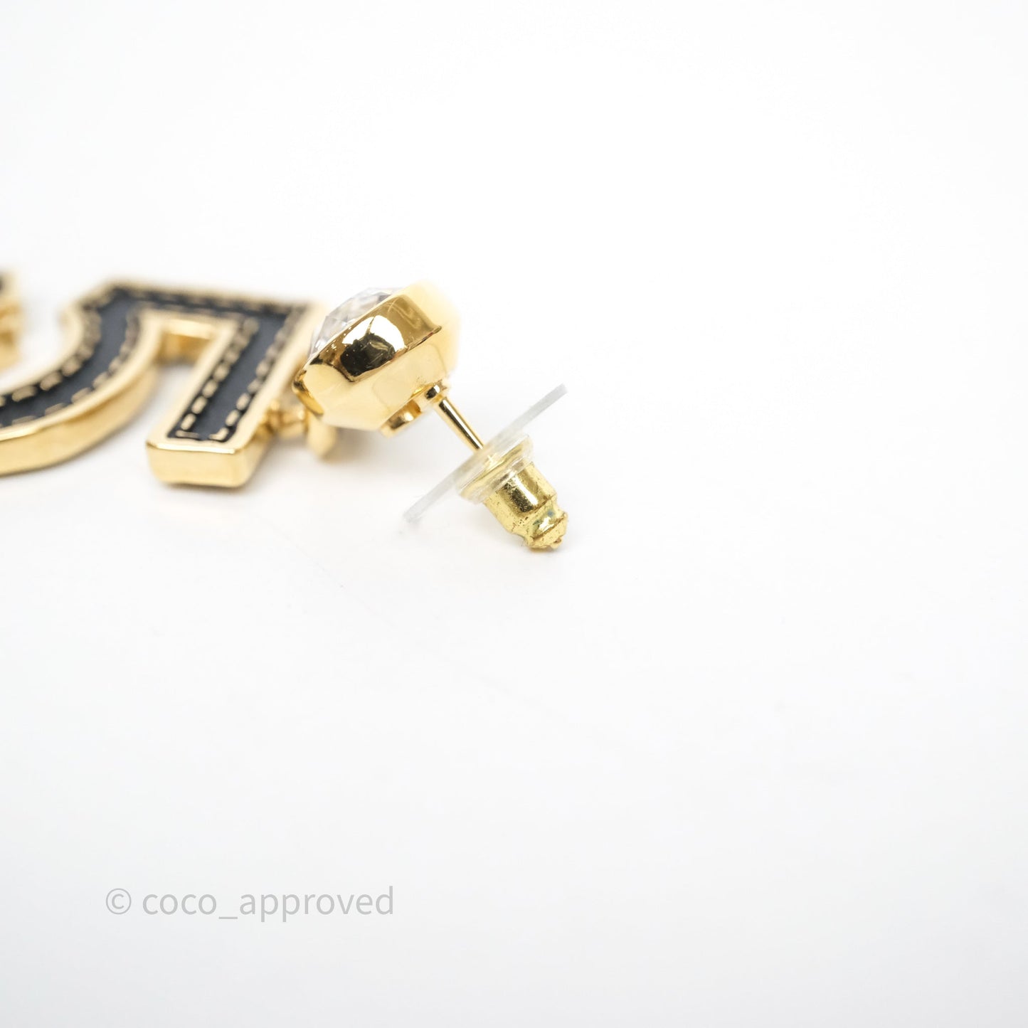 Chanel Crystal No.5 Drop Earrings Gold Tone 23S