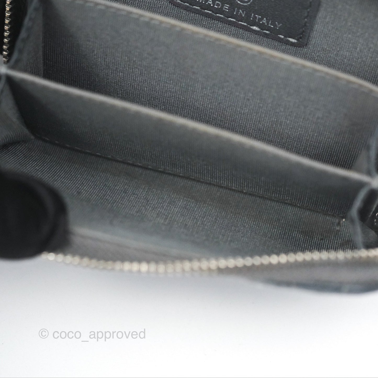 Chanel Camellia Crystal Studded Zipped Coin Purse Grey Silver Hardware