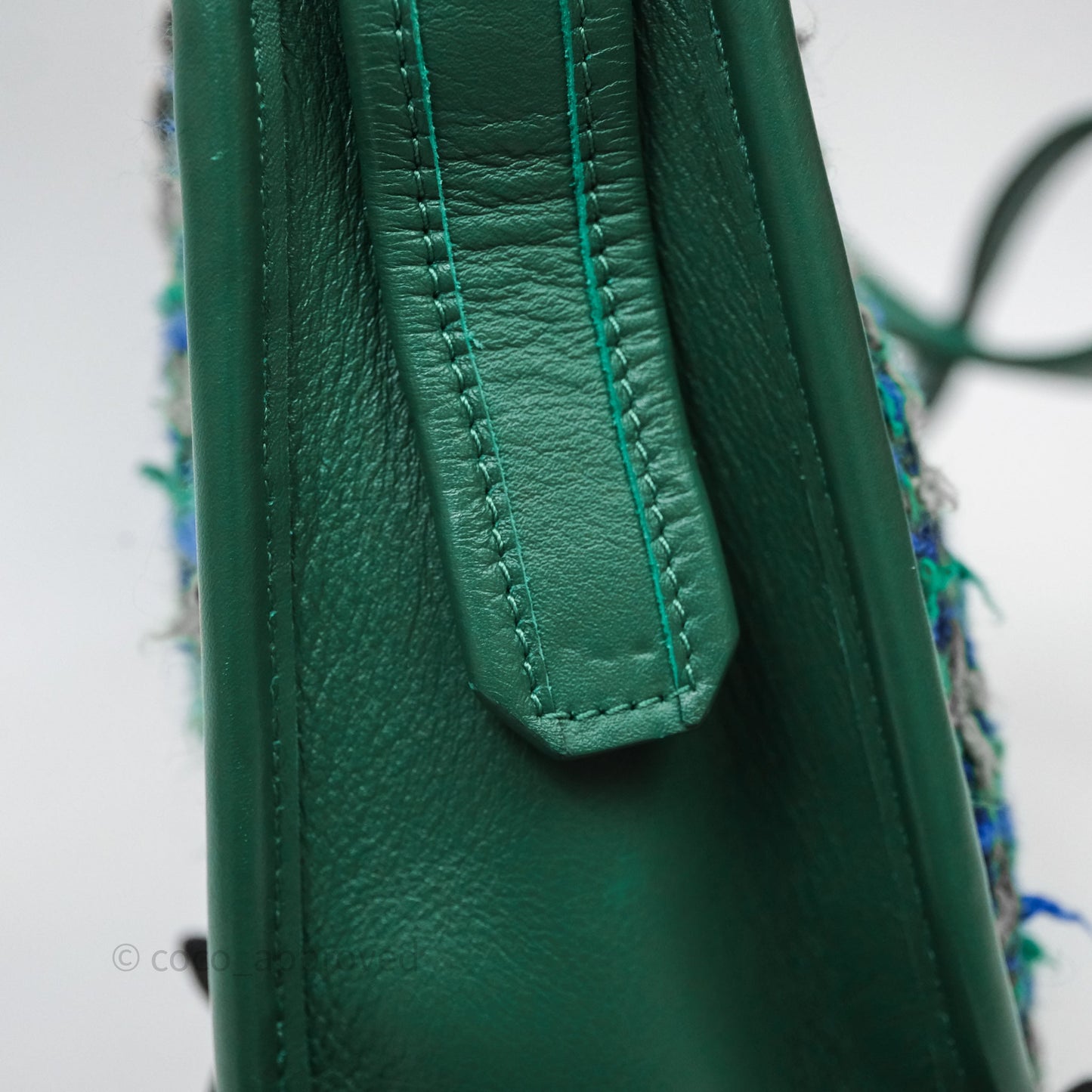 Chanel Tweed Jungle Stroll Hobo Bag Green Silver Hardware