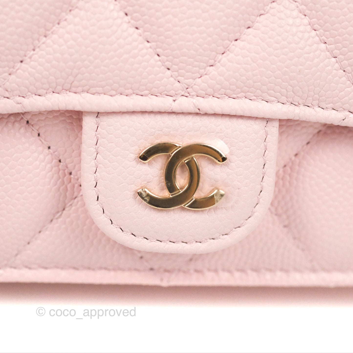 Chanel Mini Wallet With Chain Light Pink Caviar Gold Hardware