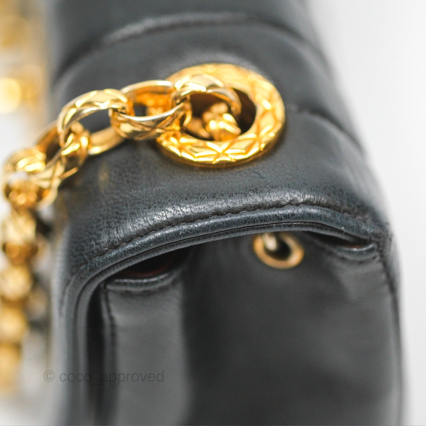 Chanel Vintage Mini Bijoux Chain Flap Black Lambskin Gold Hardware