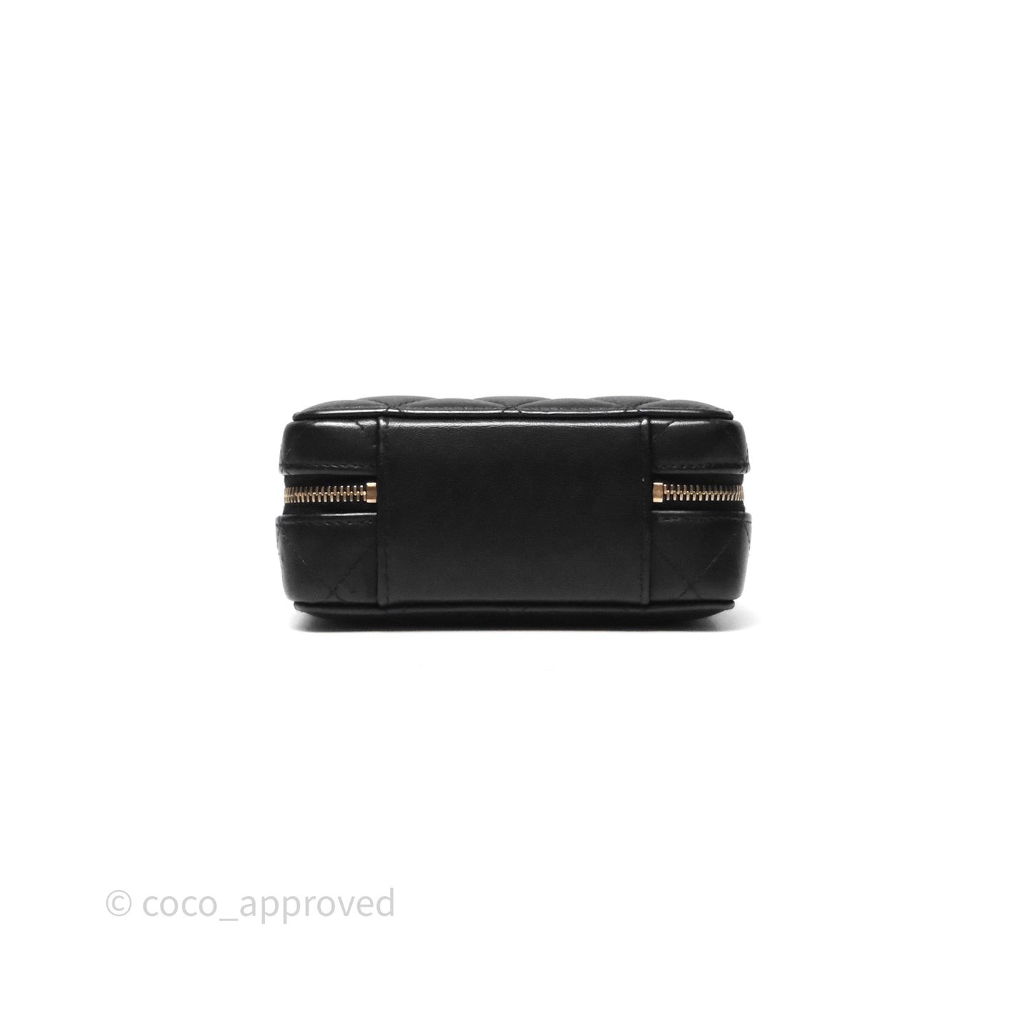 Chanel Top Handle Vanity Case Black Lambskin Aged Gold Hardware 22A