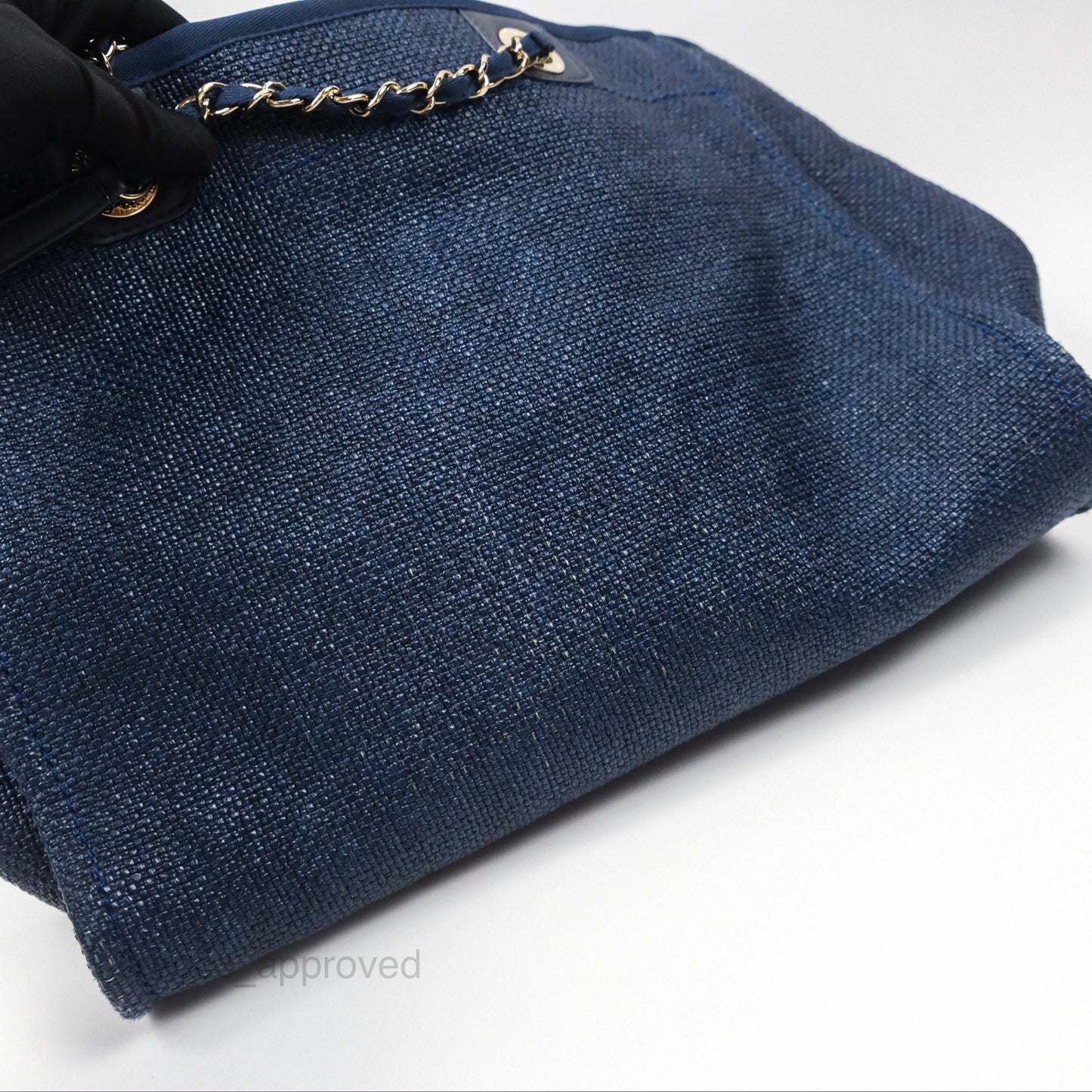Chanel Medium Deauville Navy Canvas Gold Hardware