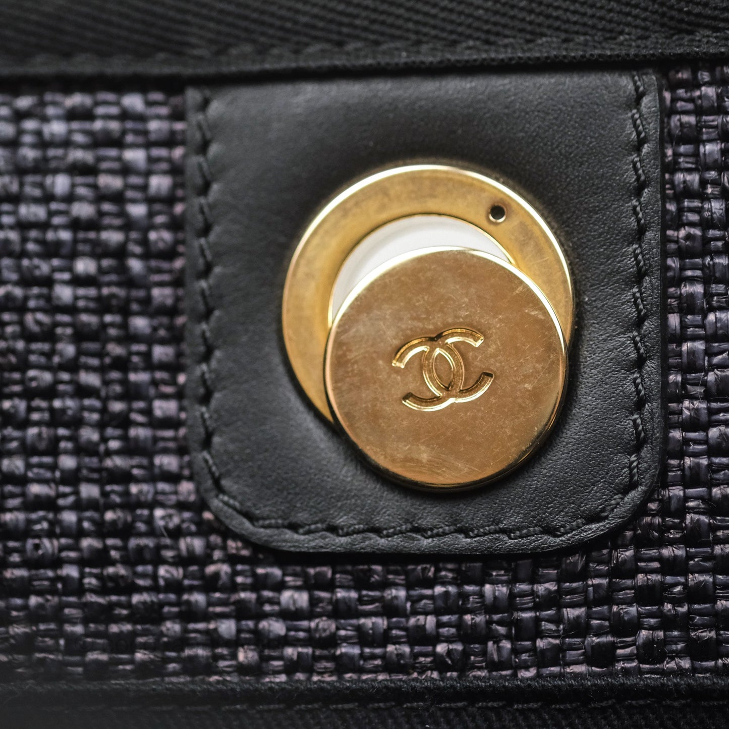 Chanel Medium Deauville Tote Black Canvas Gold Hardware