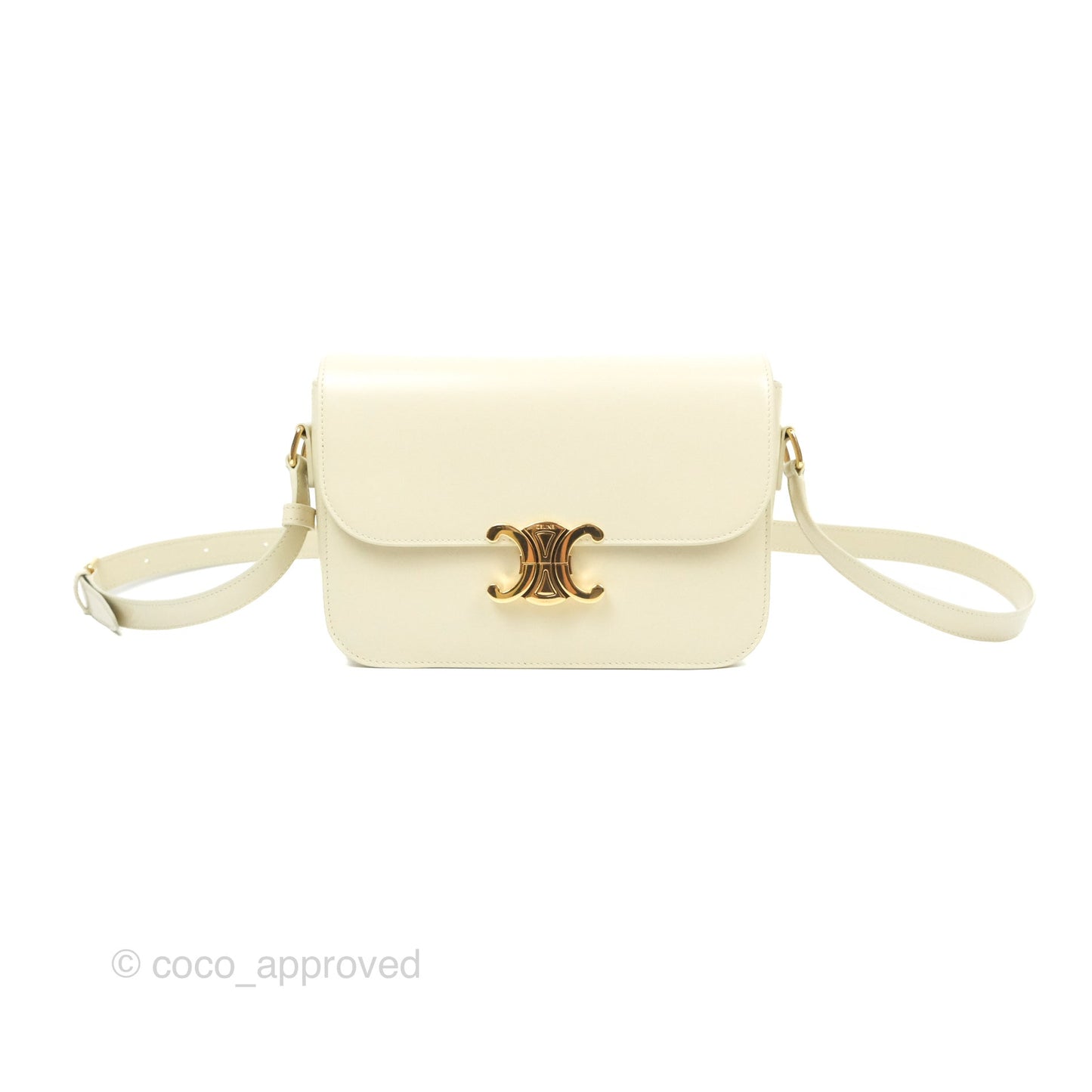 Celine Medium Triomphe Bag Limestone Shiny Calfskin
