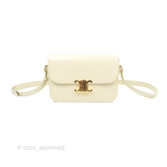 Celine Medium Triomphe Bag Limestone Shiny Calfskin