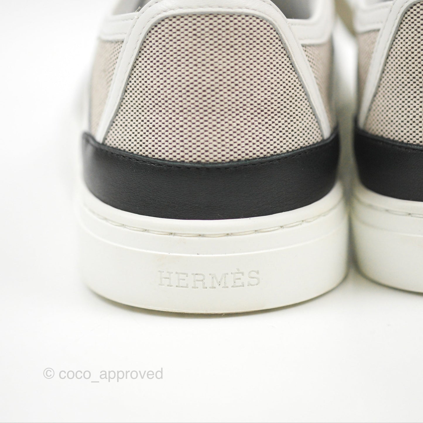 Hermes Get Sneaker Prunoir / Blanc H Canvas Calfskin