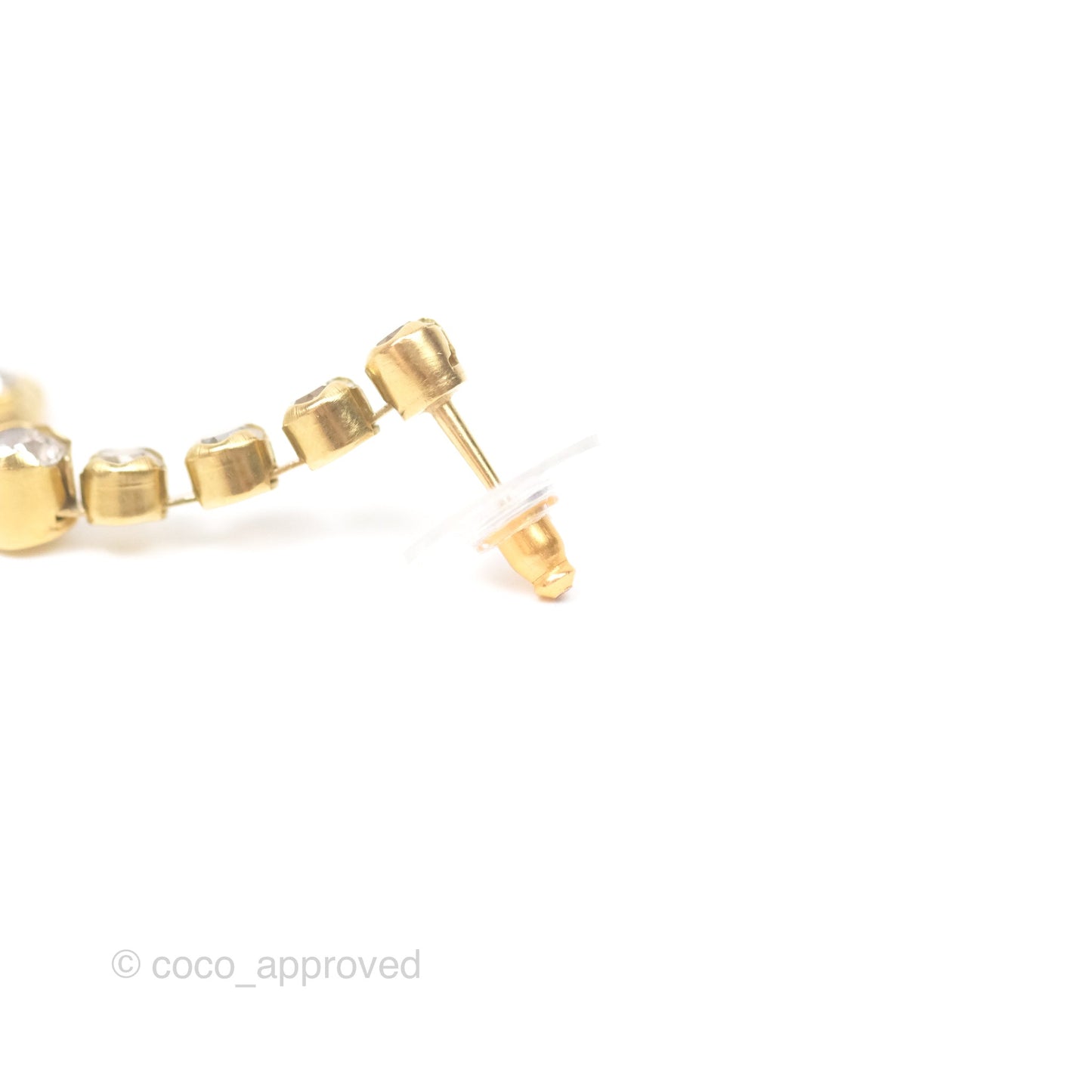 Chanel Crystal CC Drop Earrings Gold Tone 20S