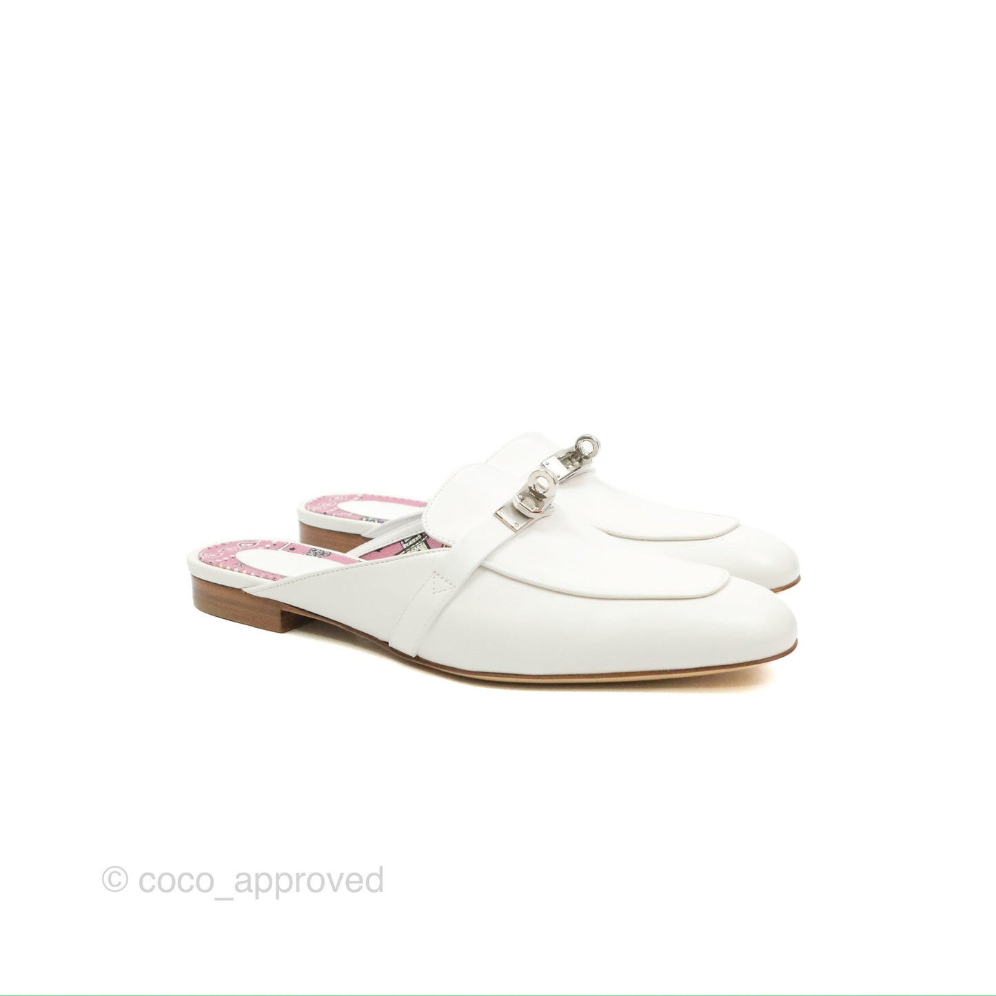 Hermès Oz Mules White Calfskin Silver Hardware Size 39