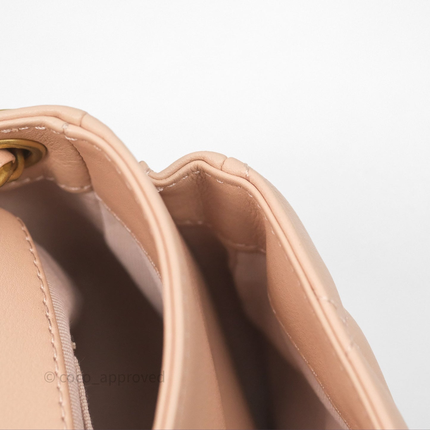 Chanel Messenger Bag Beige Pink Calfskin Aged Gold Hardware
