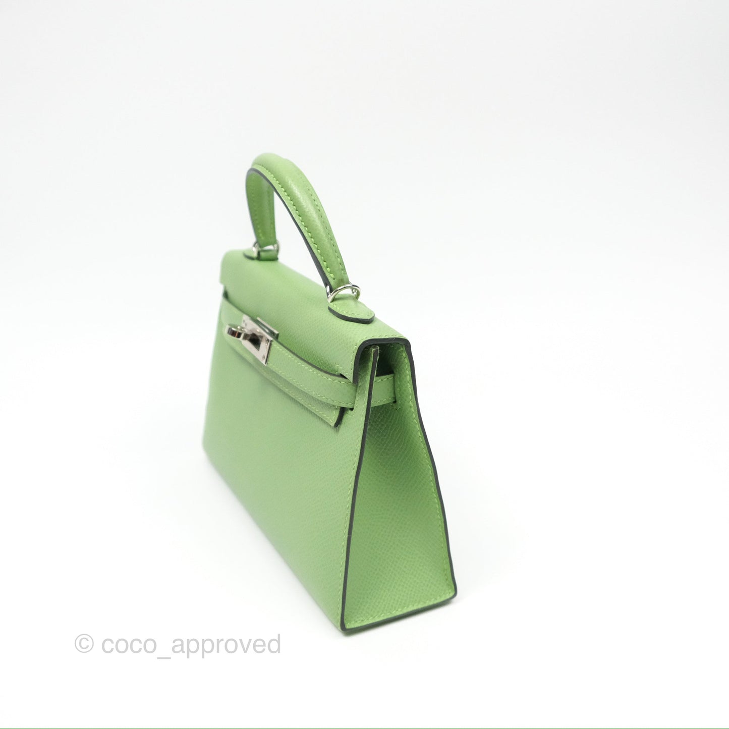 Hermès Mini Kelly II Vert Criquet Epsom Palladium Hardware