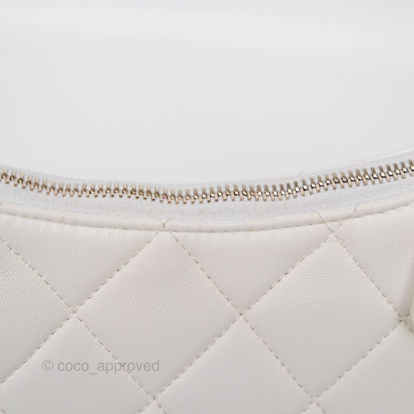 Chanel Chain Hobo Bag Quilted White Lambskin Aged Gold Hardware 23A