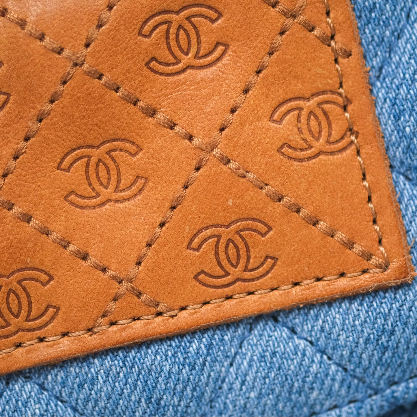 Chanel Classic M/L Medium Flap Quilted Denim Gold Hardware 19P