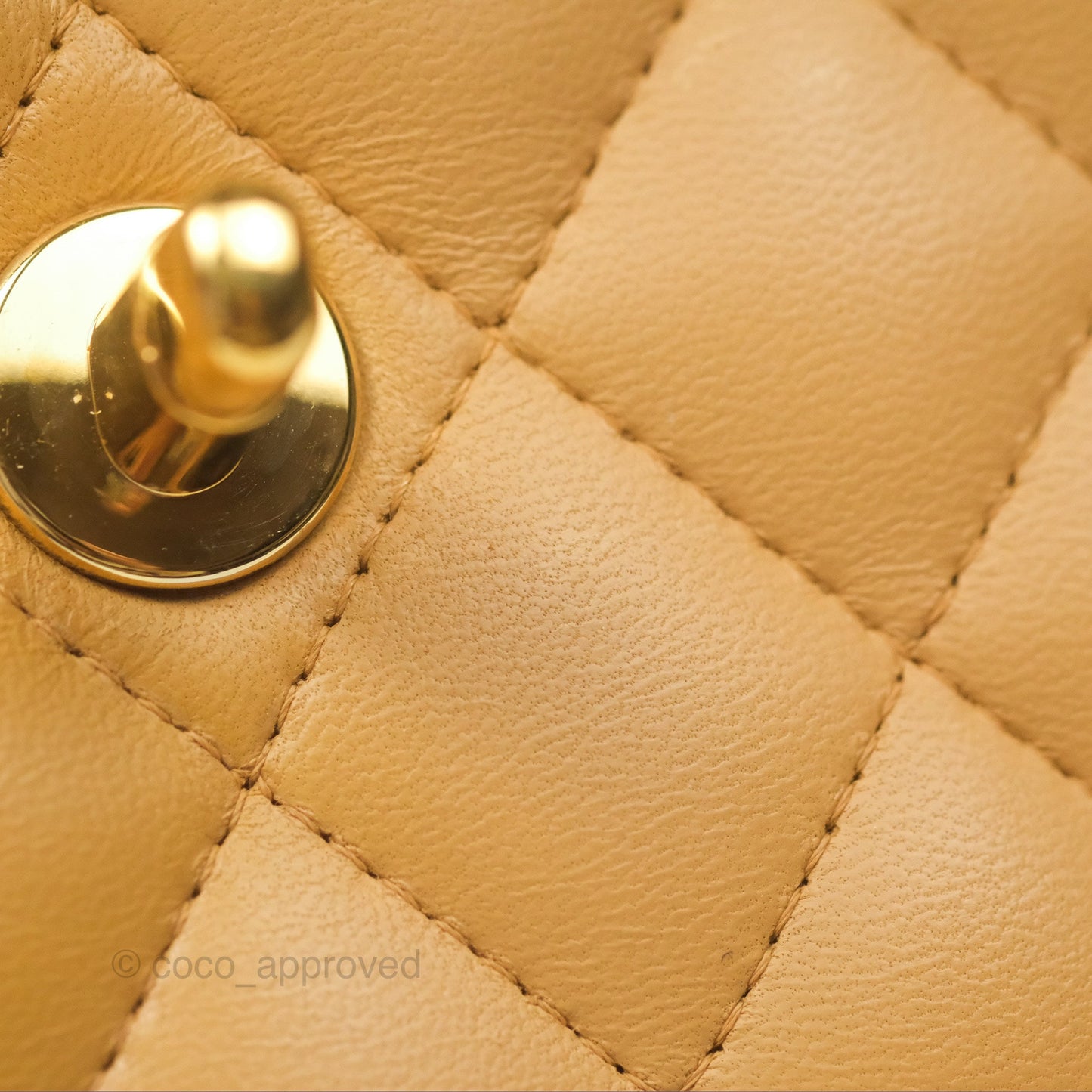 Chanel Vintage Small Classic Flap Beige Lambskin 24K Gold Hardware