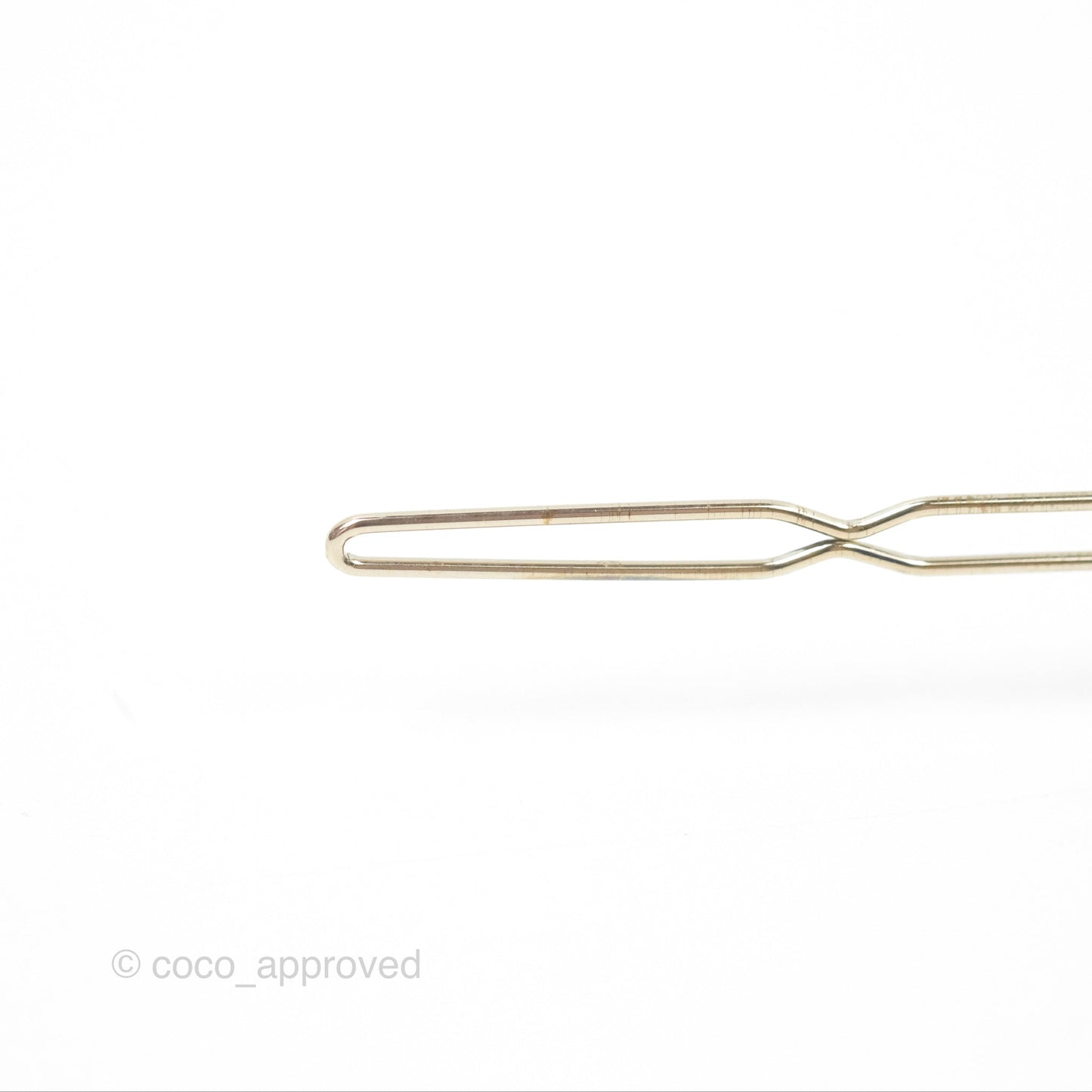 Chanel CC Pearl Grey Resin Hair Clip Gold Tone 21V
