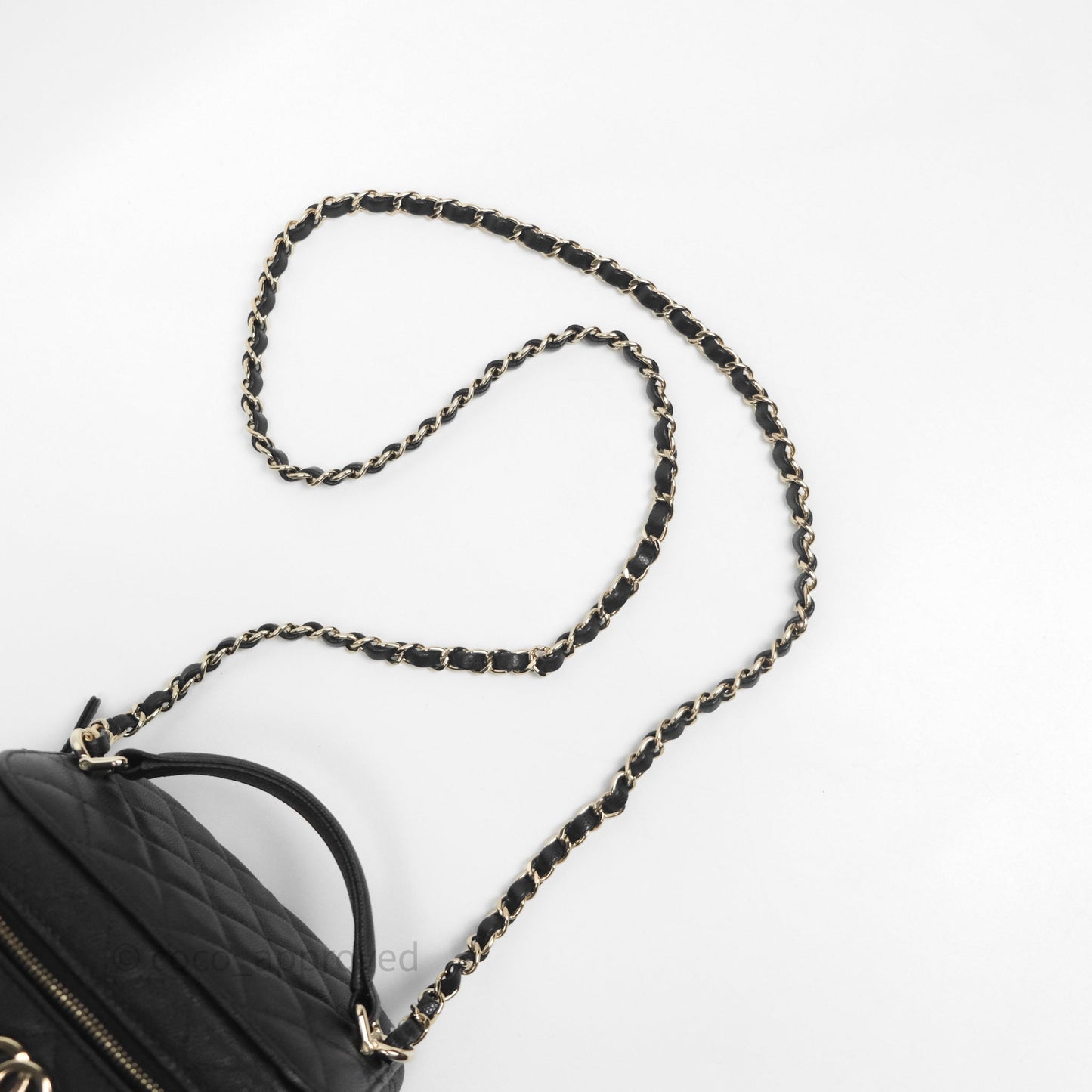 Chanel Quilted Top Handle Vanity Case Black Caviar Gold Hardware
