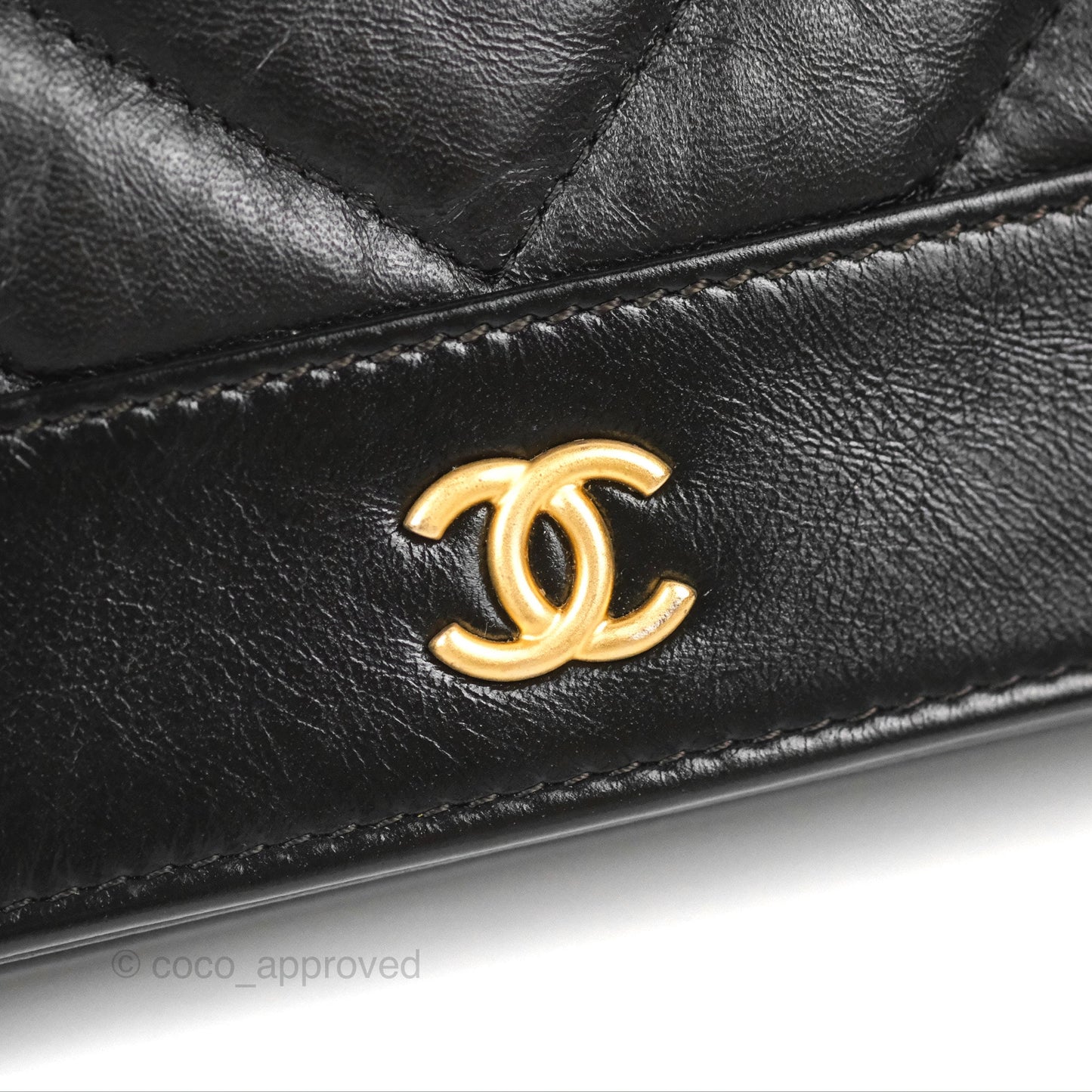 Chanel Chevron Wallet on Chain WOC Black Calfskin Gold Hardware