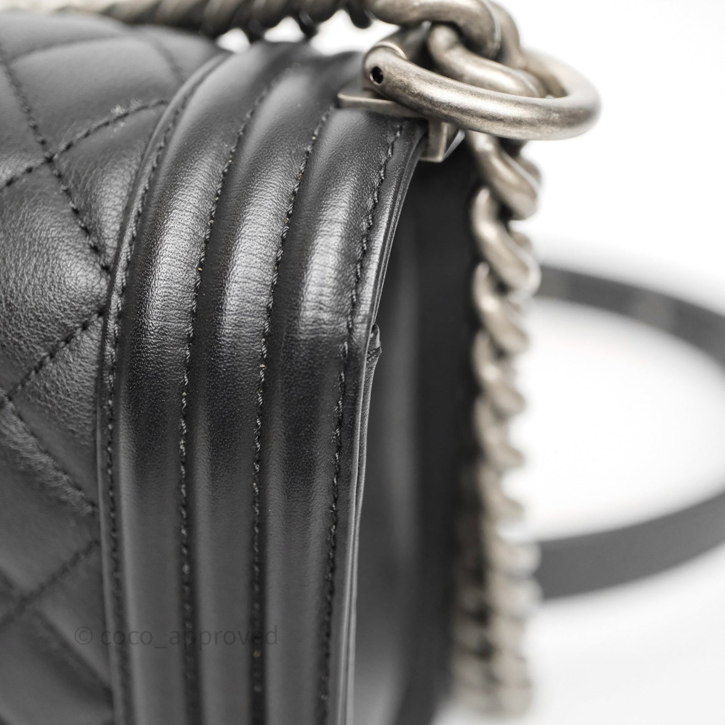 Chanel Quilted Medium Boy Black Calfskin Ruthenium Hardware