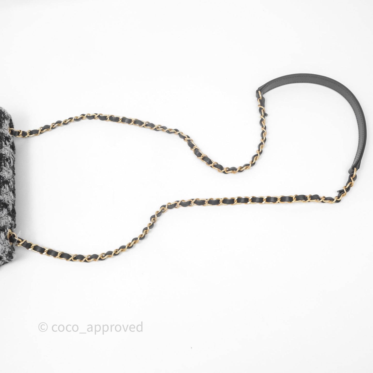 Chanel Mini Flag Bag Black & Grey Tweed Aged Gold Hardware
