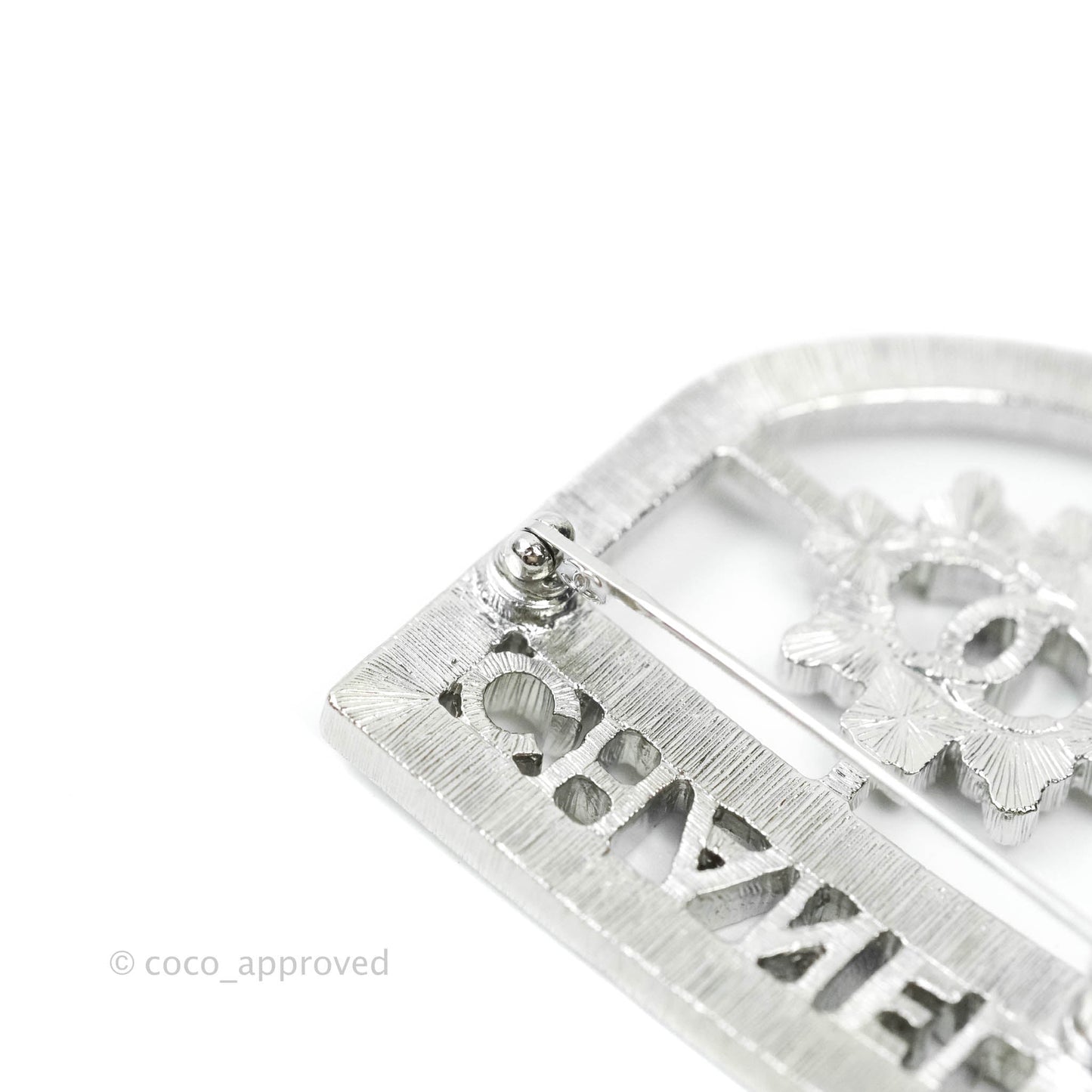 Chanel CC Crystal Shield Brooch Silver Tone 20V