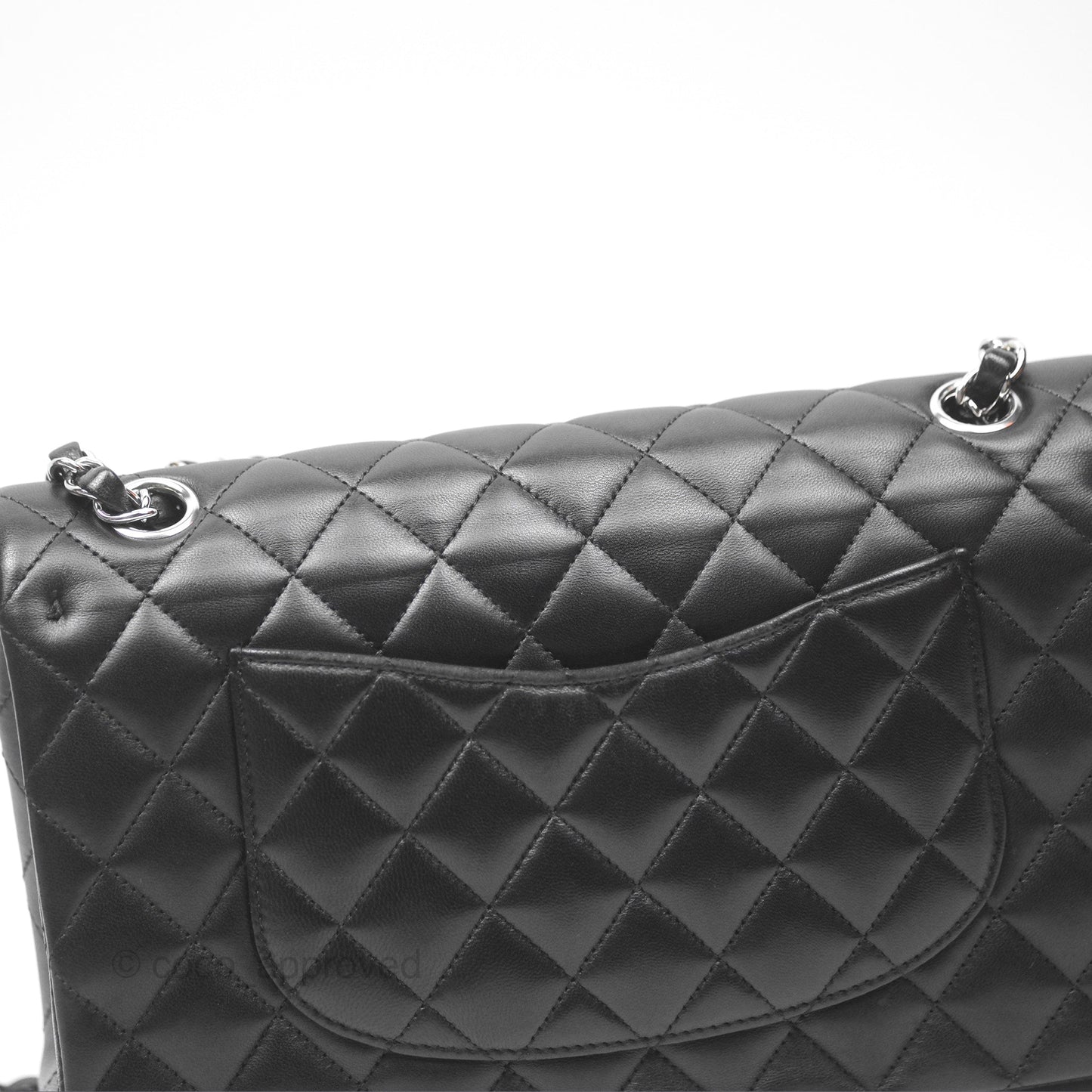 Chanel M/L Medium Classic Flap Quilted Black Lambskin Silver Hardware